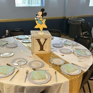 Mickey Mouse Party Centerpiece with Gold and Yellow Accents